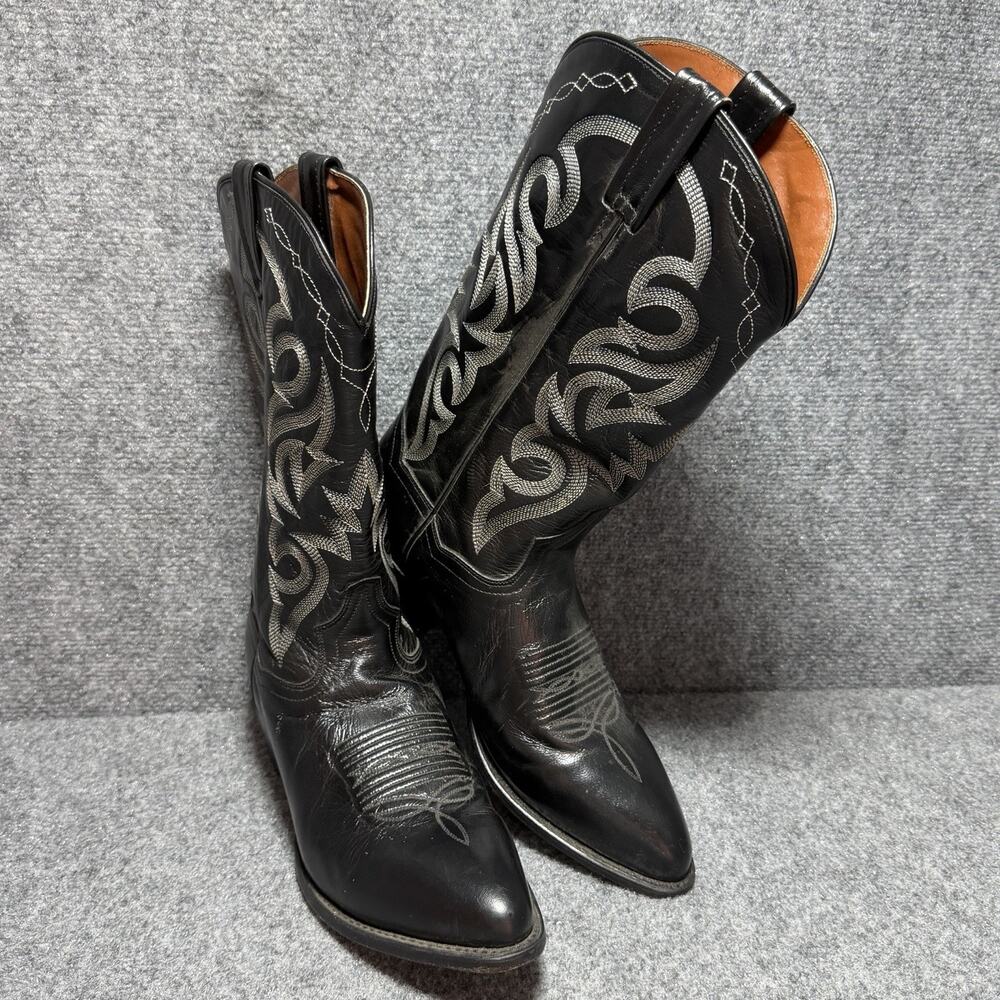 Dan Post Boots Mens 10D Black Leather Western Cowboy Milwaukee J-Toe